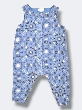 Angel Dear Baby Romper 6-12M Blue Muslin Bandana Sunburst Snap Jumpsuit Cotton